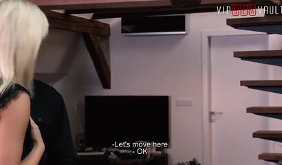 Blonde GF Naomi Nevena gets bent over the desk and fucked doggystyle