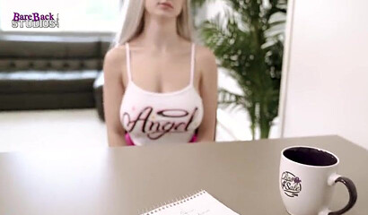 Naturally busty blonde Skylar Vox blowing off her stepdad in POV