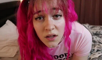 Pink haired slut with big natural tits Amadani getting rammed hard