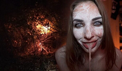 Hottie giving phenomenal BJ and going for a cock ride on Halloween