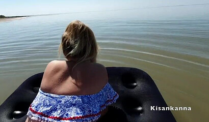 Bootylicious GF throating and sucking huge dick while floating on the water