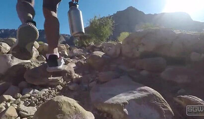 Two playful babes having threeway fuck fest at the camping