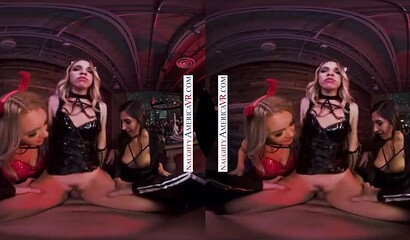 Sinners Gabbie Carter, Gianna Dior, & Khloe Kapri fucking dick in VR Halloween scene