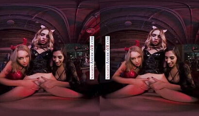 Sinners Gabbie Carter, Gianna Dior, & Khloe Kapri fucking dick in VR Halloween scene