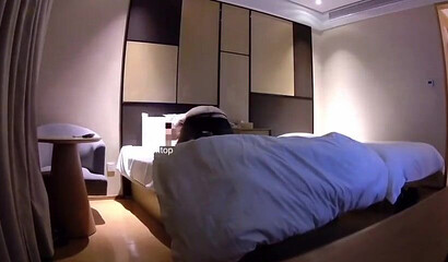 Hot Japanese babe in stockings caught getting boned doggystyle in hotel room