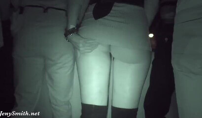 Smoking hot amateur doll Jeny Smith strips naked in the corner of nightclub