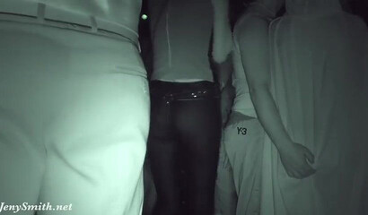 Smoking hot amateur doll Jeny Smith strips naked in the corner of nightclub