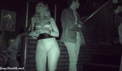 Smoking hot amateur doll Jeny Smith strips naked in the corner of nightclub