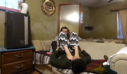 Amateur mistress gets her delicious feet and sexy ass worshiped
