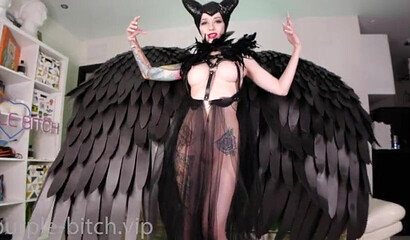 Naughty tattooed Maleficent gets analized doggy style on the camera