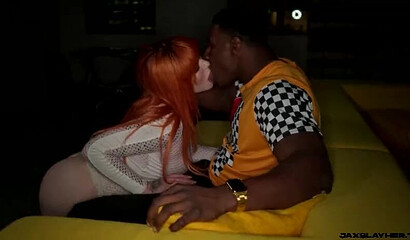 Curvaceous redhead Amilia Onyx gets her beaver hammered by black dude