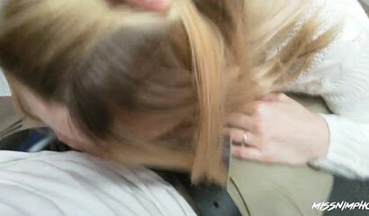 Blonde babe fucks and sucks off her lover in the changing room