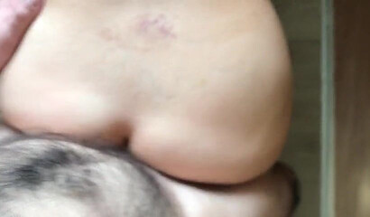 Amateur fat ass mom gets striped and fucked by stepson in the kitchen