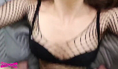 Incredible European model in fishnets SolaZola sucks and fucks hard dick