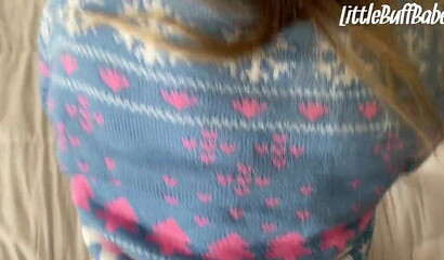 Busty GF with a nice pair of tits gives BJ and fucks in POV