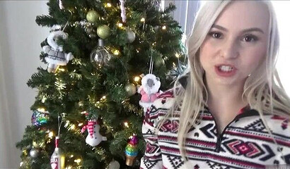 Petite blonde gets dicked by her stepbrother in POV Xmas scene