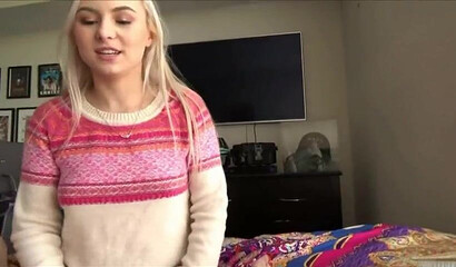 Petite blonde gets dicked by her stepbrother in POV Xmas scene
