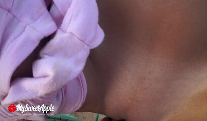 Delicious amateur teen MySweetApple has public sex with her boyfriend