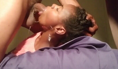 Ebony teen gets her tight black pussy and mouth fucked by BBC