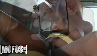 Ebony babe with stunning big natural breasts Kinsley Karter gets banged by BWC