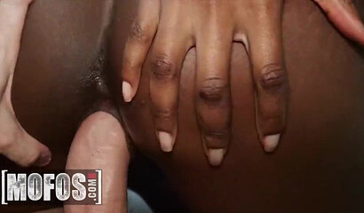 Ebony babe with stunning big natural breasts Kinsley Karter gets banged by BWC