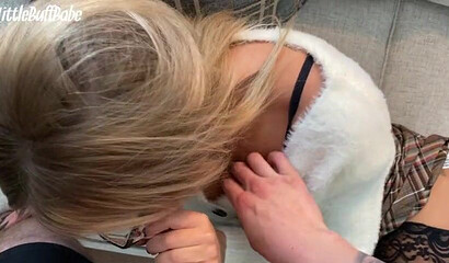 Amateur bombshell with glasses takes big dick in her wet tight kitty