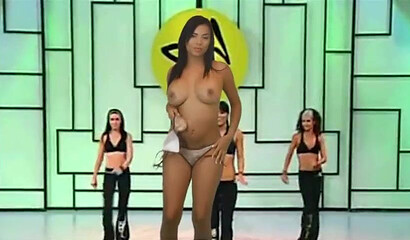 Latin babes showing their big round tits on weather forecast