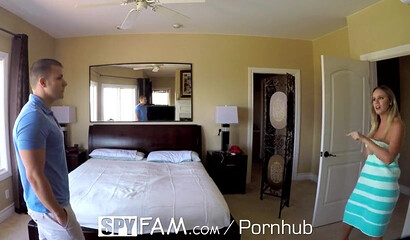 Gorgeous babe Alexis Adams riding her stepbrother's big dick