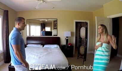 Gorgeous babe Alexis Adams riding her stepbrother's big dick