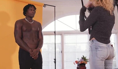 Petite Allie Addison gets horny on photo shooting and rides bbc
