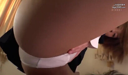 Facesitting with naughty Japanese schoolgirl and her study buddy