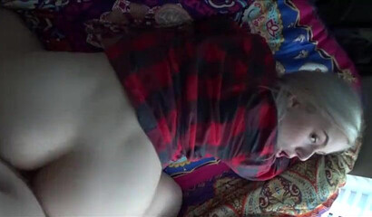 Sexy blonde teen showing her stepbrother her pierced nipples and gets banged