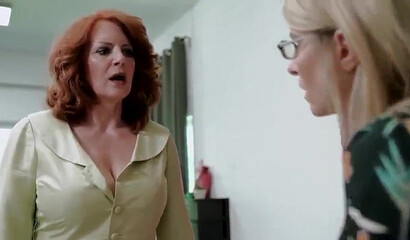 Busty redhead mature Andi James and MILF Cory Chase share big dick