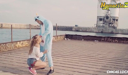 Cute brunette with amazing natural tits gets banged outdoors