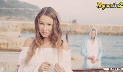 Cute brunette with amazing natural tits gets banged outdoors