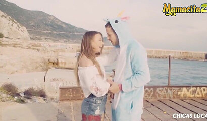 Cute brunette with amazing natural tits gets banged outdoors