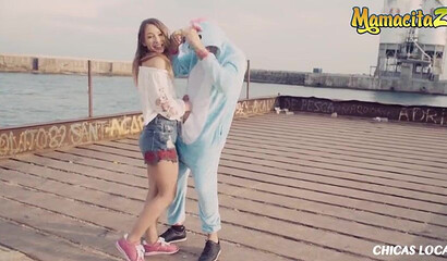 Cute brunette with amazing natural tits gets banged outdoors