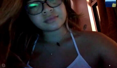 Amateur Latina cutie with glasses plays with toys and pussy