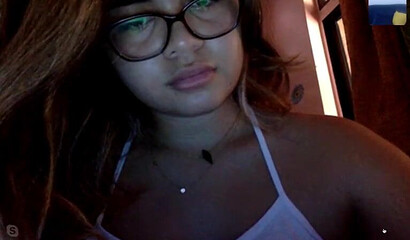 Amateur Latina cutie with glasses plays with toys and pussy