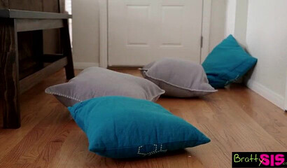 Slim slutty teens Emma Starletto and Mackenzie Moss in a threeway with stepbro