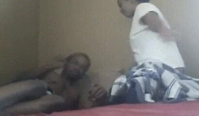 Amateur ebony mom rubbing her wet cunt over her man's face