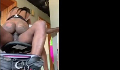 Amateur petite ebony slut riding huge black dick at home
