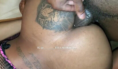 Amateur ebony gets fucked in her smoking hot ass and wet cunt