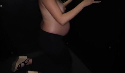 Pregnant young girl blowing big hard gloryhole dicks and takes facial