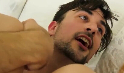 Bi-sexual couple invites hot guy to fuck them both in anal threesome