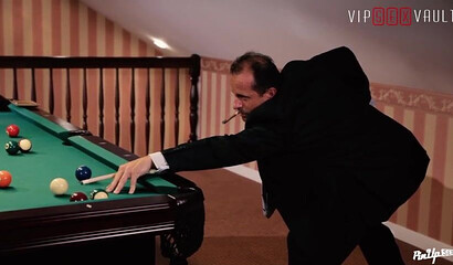 Redhead glamour girl Kattie Gold gets fucked on pool table