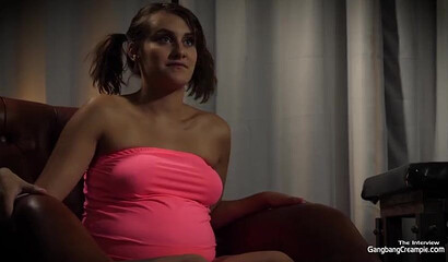 Pregnant slut gets hard fucked in interracial threesome