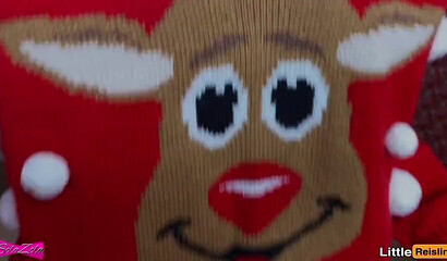 Petite teen babes got two big hard cock for Christmas