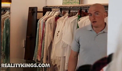 Blonde bombshell Christie Stevens found a big cock in shopping mall