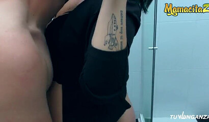Cheating BBW Latina gets hard fucked in the bathroom